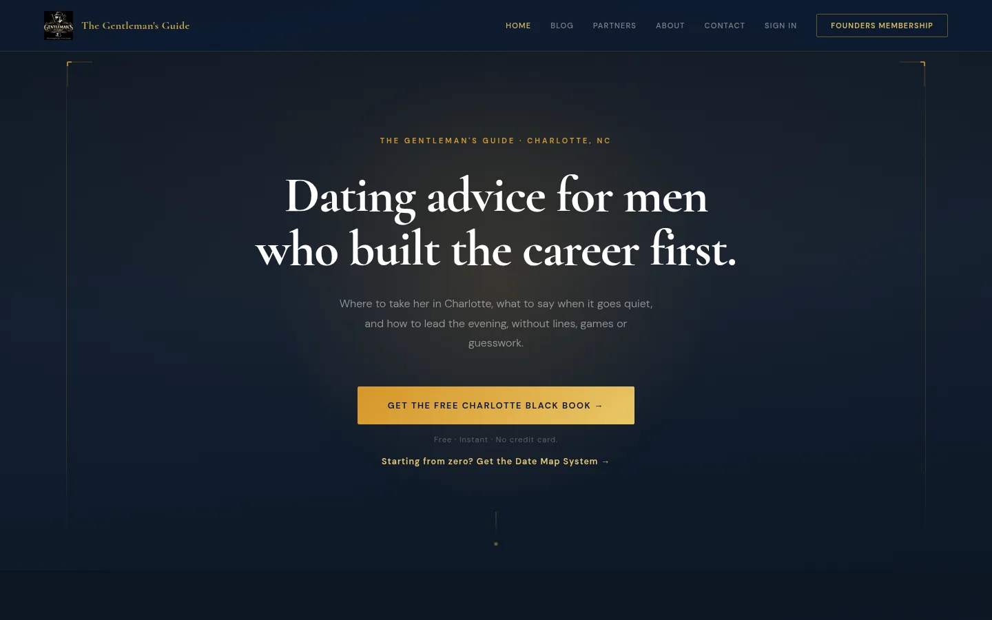 The Gentleman's Guide website on desktop