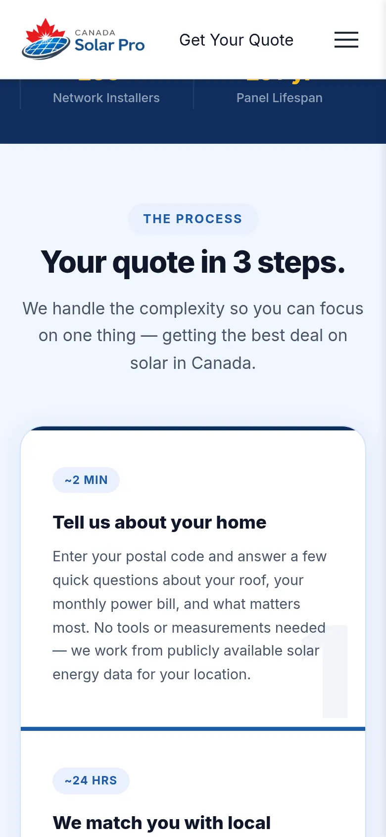 Canada Solar Pro mobile screen 2