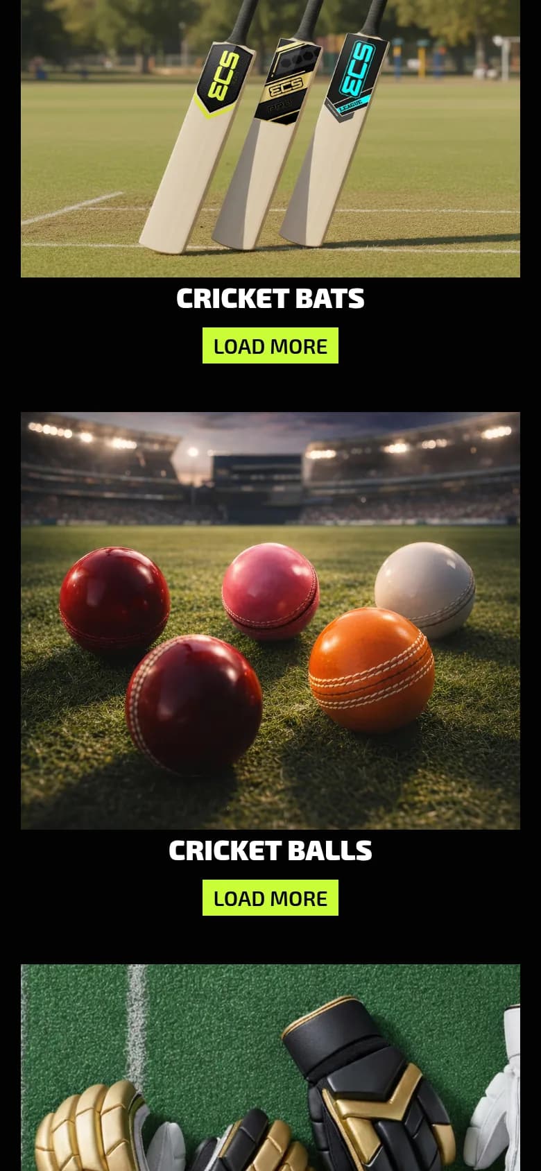 eCricket Shop mobile screen 2
