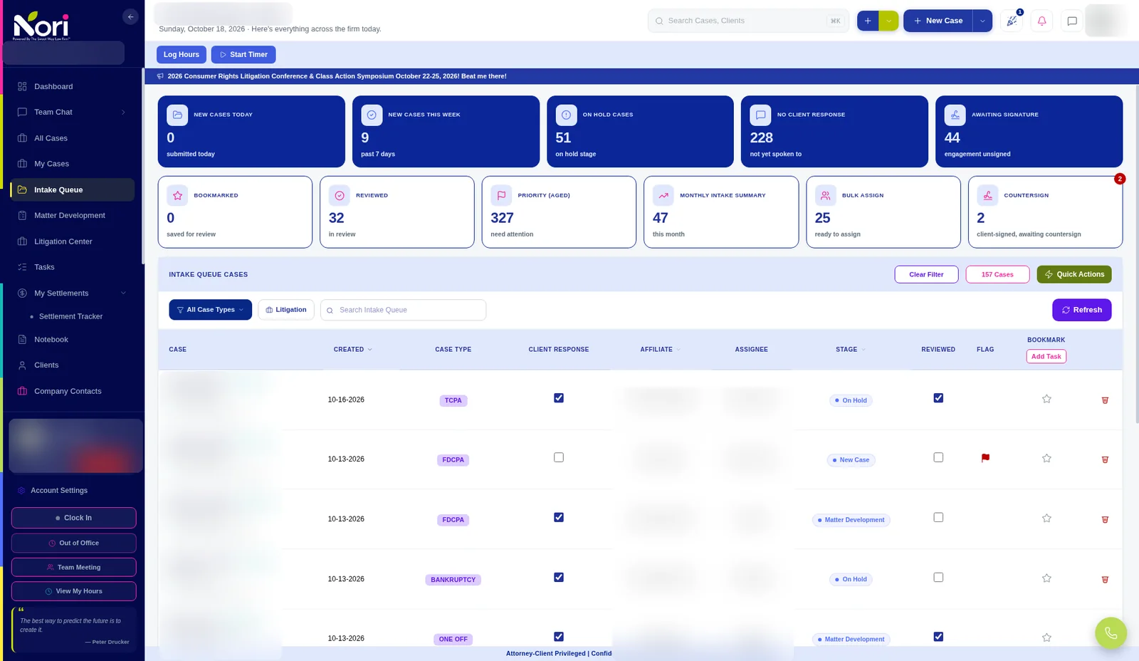 The Sweat Way: Intake queue with bulk assign and countersign tracking