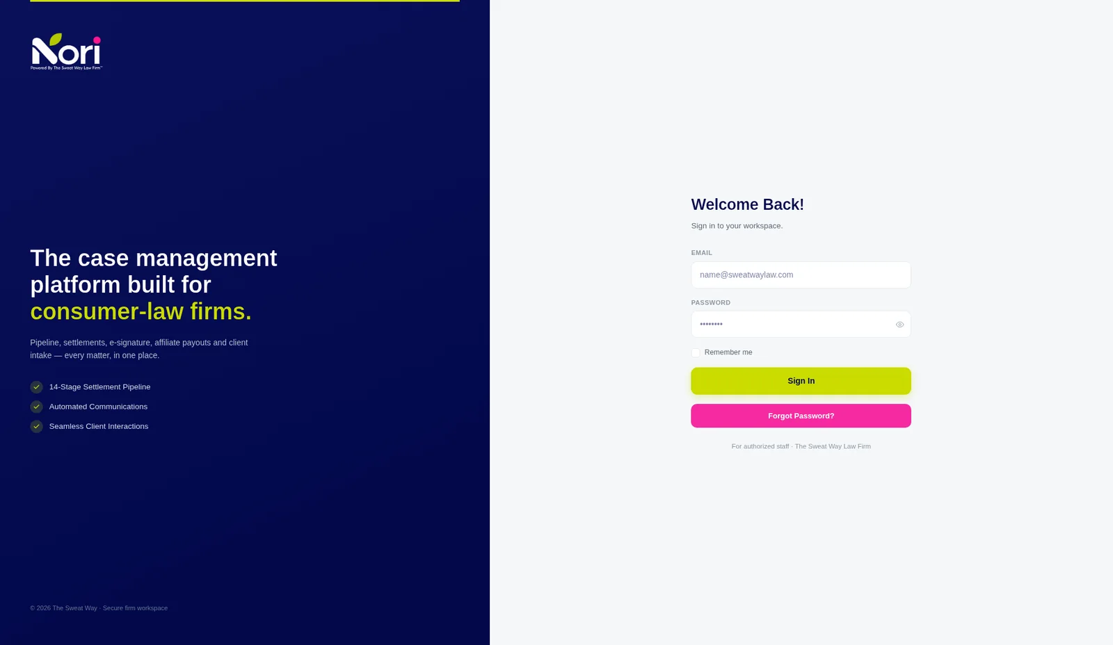 The Sweat Way: Secure sign-in for authorized firm staff