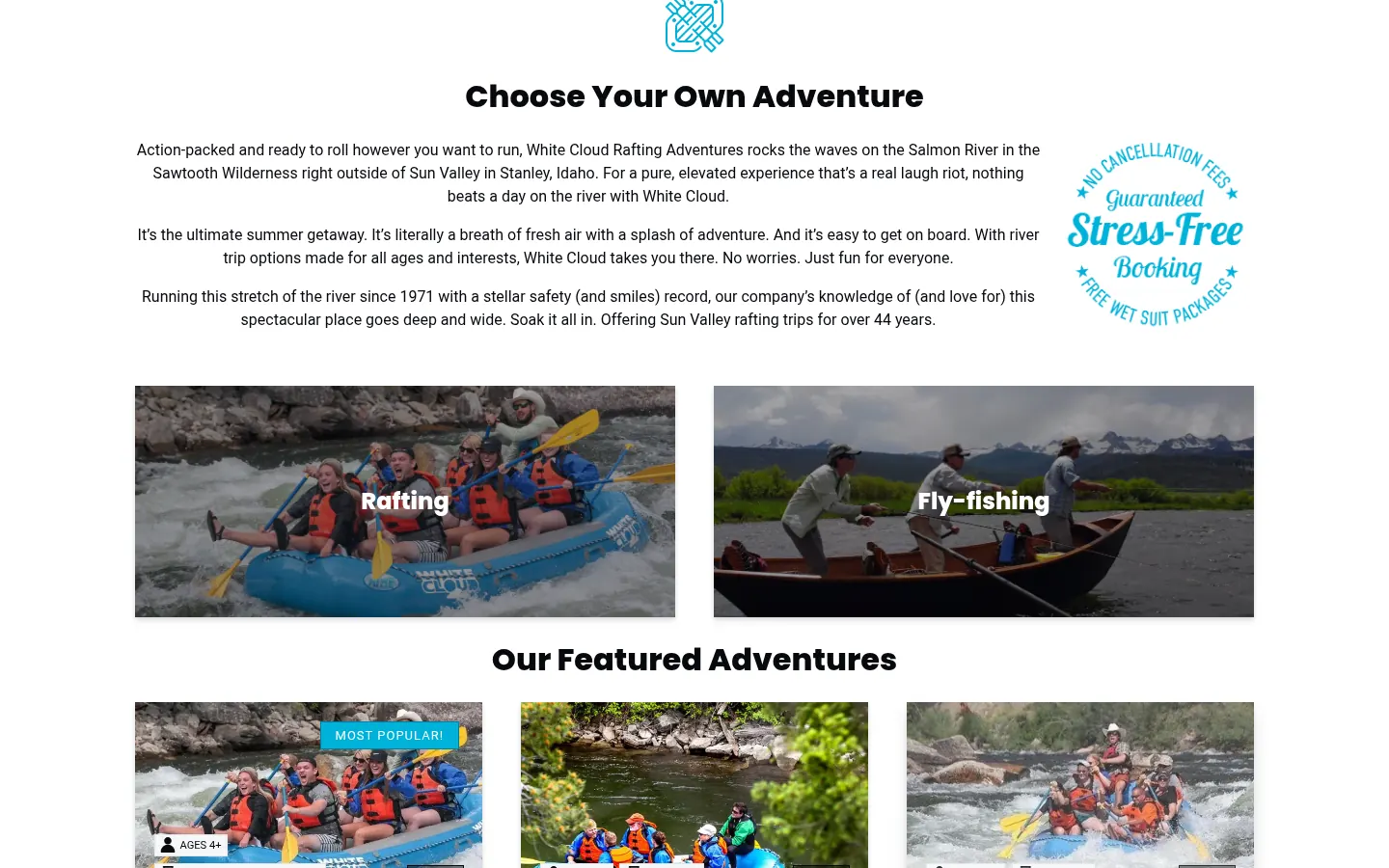 White Cloud Rafting Adventures desktop screen 2