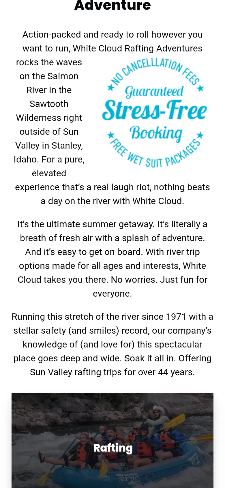 White Cloud Rafting Adventures mobile screen 2